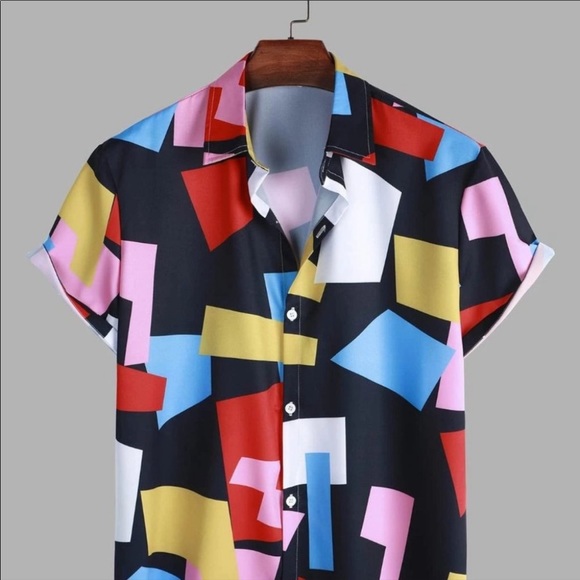 Multicolor Casual Men’s Geometric Print Shirt